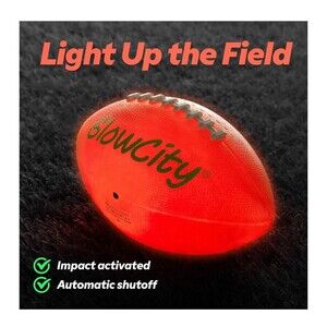 Open Box GlowCity Glow in The Dark Football Light Up LED Ball  Size 6 Orange